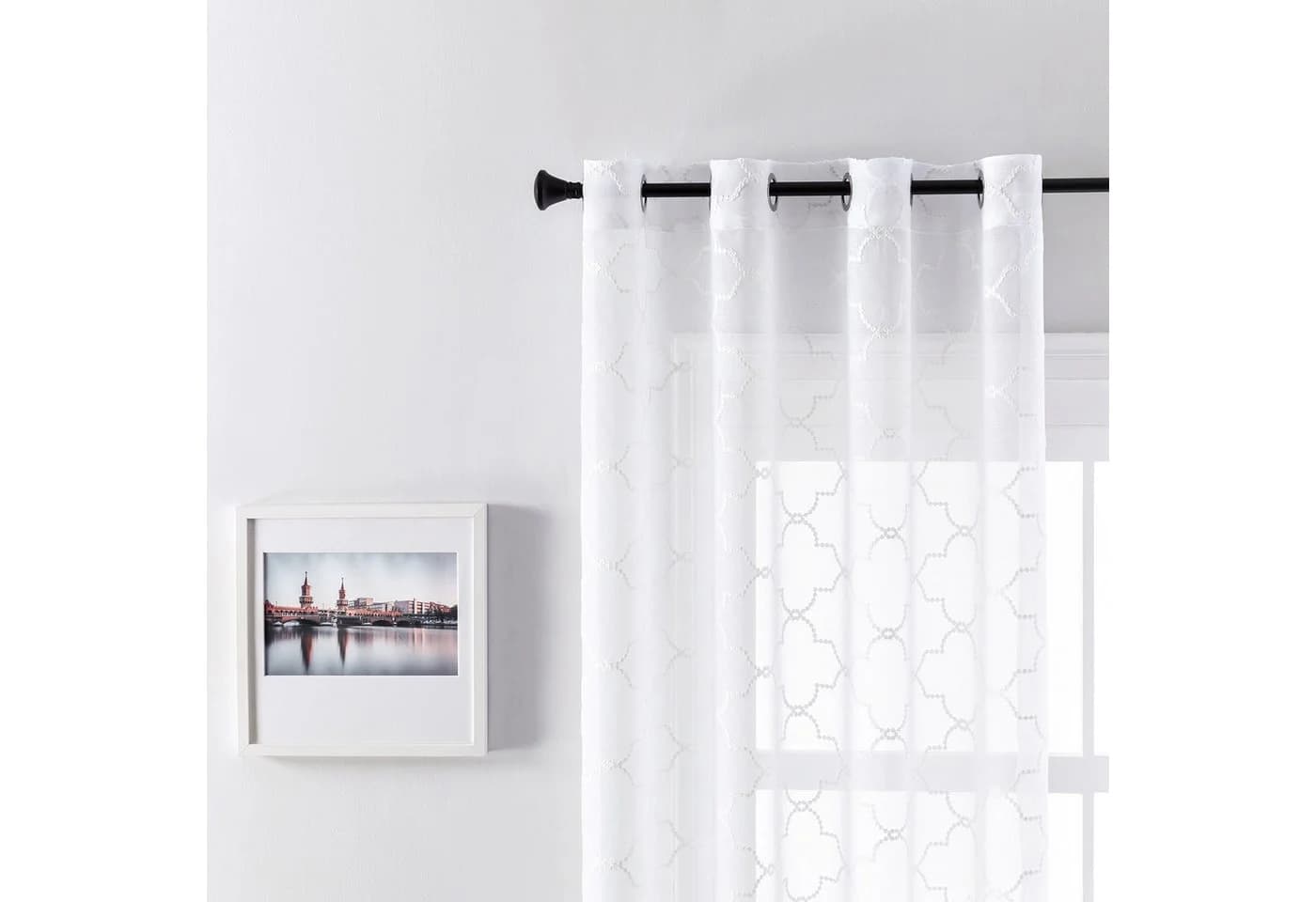 Sunicol Vorhang 2er Set Voile Gardinen Weiß Bestickt mit Ösen - Bild 3