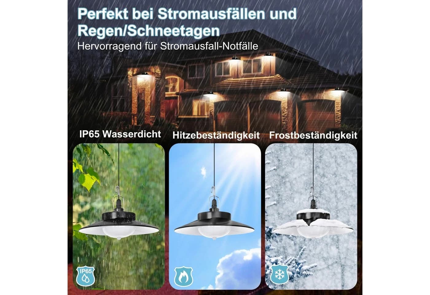 Rosnek LED Solarleuchte IP65 Dimmbar mit Bewegungssensor & 5m Kabel - Bild 4