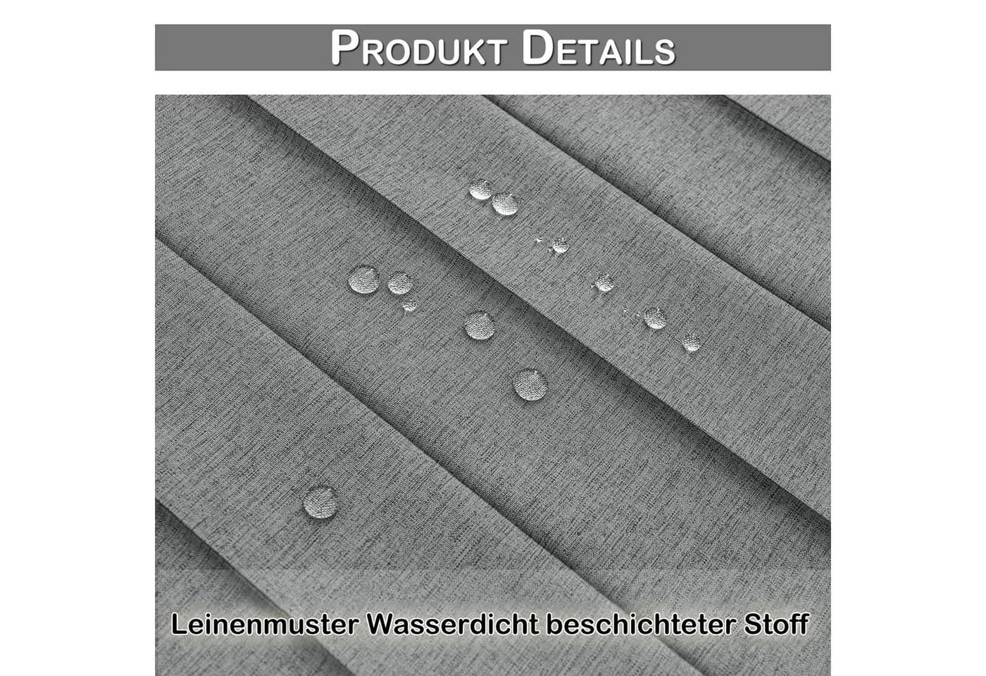 Sunicol Vorhang Wasserdicht Grau-Leinenoptik Sichtschutz - Bild 3
