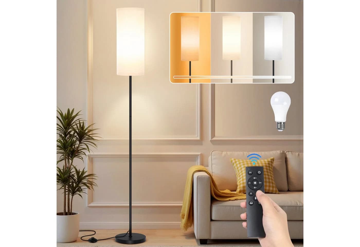 Lapalife LED Stehlampe Dimmbar Schwarz mit Fernbedienung - Bild 2