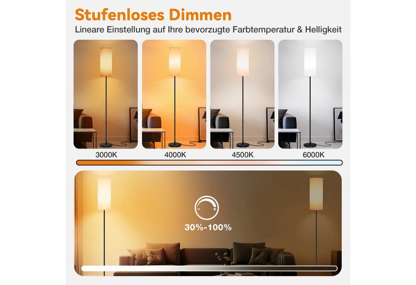 Lapalife LED Stehlampe Dimmbar Schwarz mit Fernbedienung - Bild 4