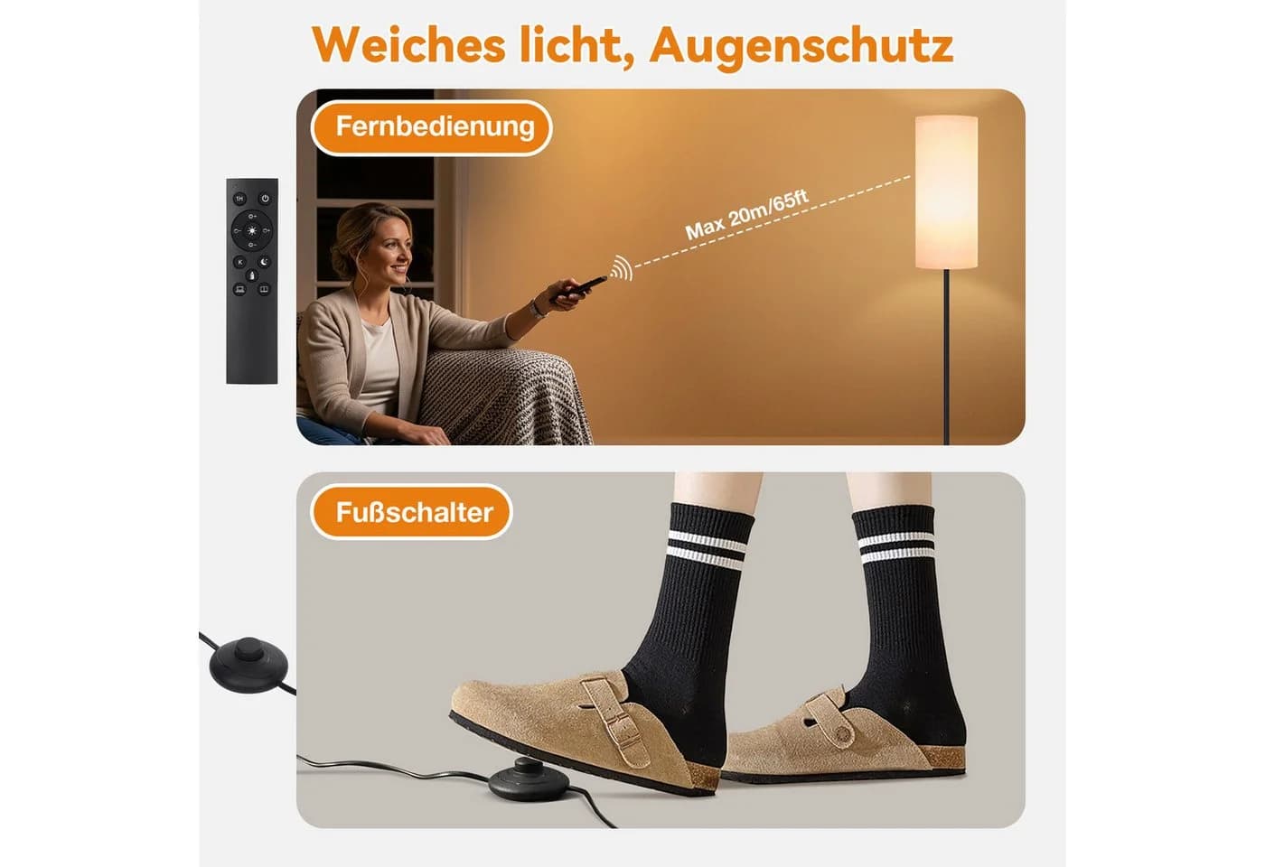 Lapalife LED Stehlampe Dimmbar Schwarz mit Fernbedienung - Bild 5