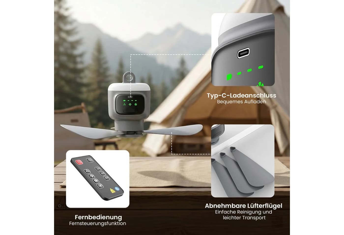 Lapalife Deckenventilator Grau mit Beleuchtung & Fernbedienung - Bild 5