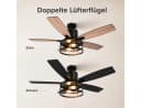 Sunicol Deckenventilator mit Beleuchtung Schwarz 6-Gang Fernbedienung Bild 1