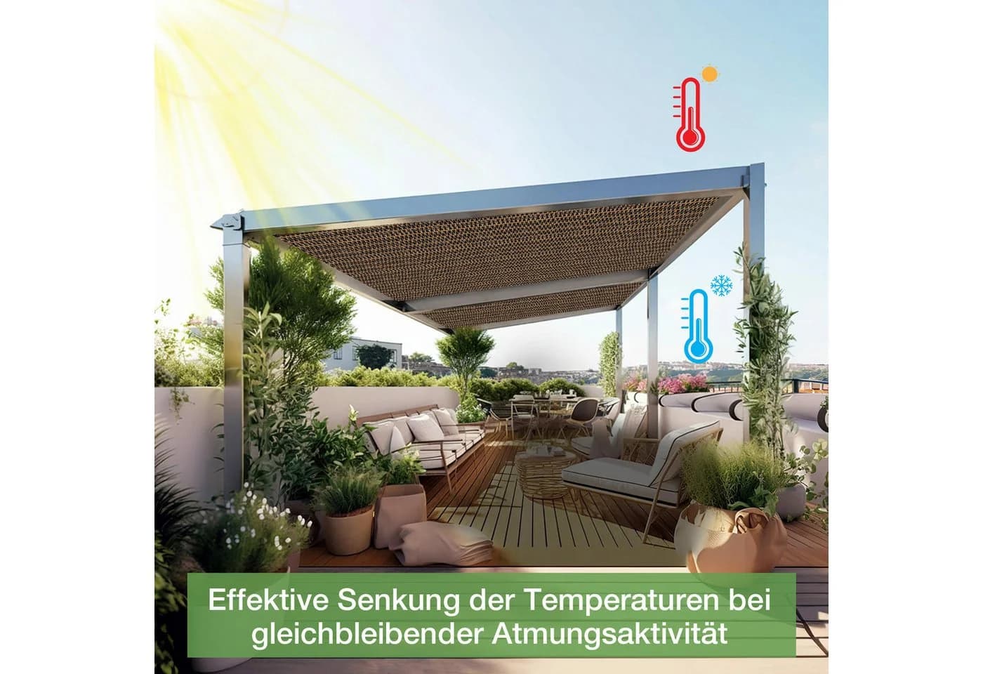Rosnek Balkonsichtschutz HDPE Schwarz 95% UV-Schutz - Bild 3