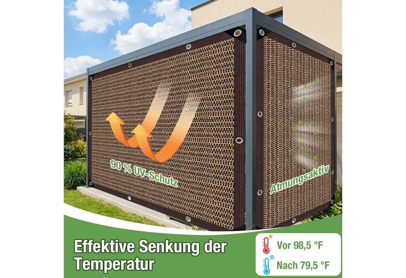 Rosnek Balkonsichtschutz HDPE Schwarz 95% UV-Schutz - Bild 5