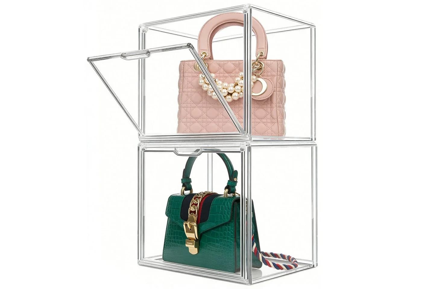 XERSEK Aufbewahrungsbox Acryl-Vitrine mit Magnettür Stapelbar Transparent - Bild 2