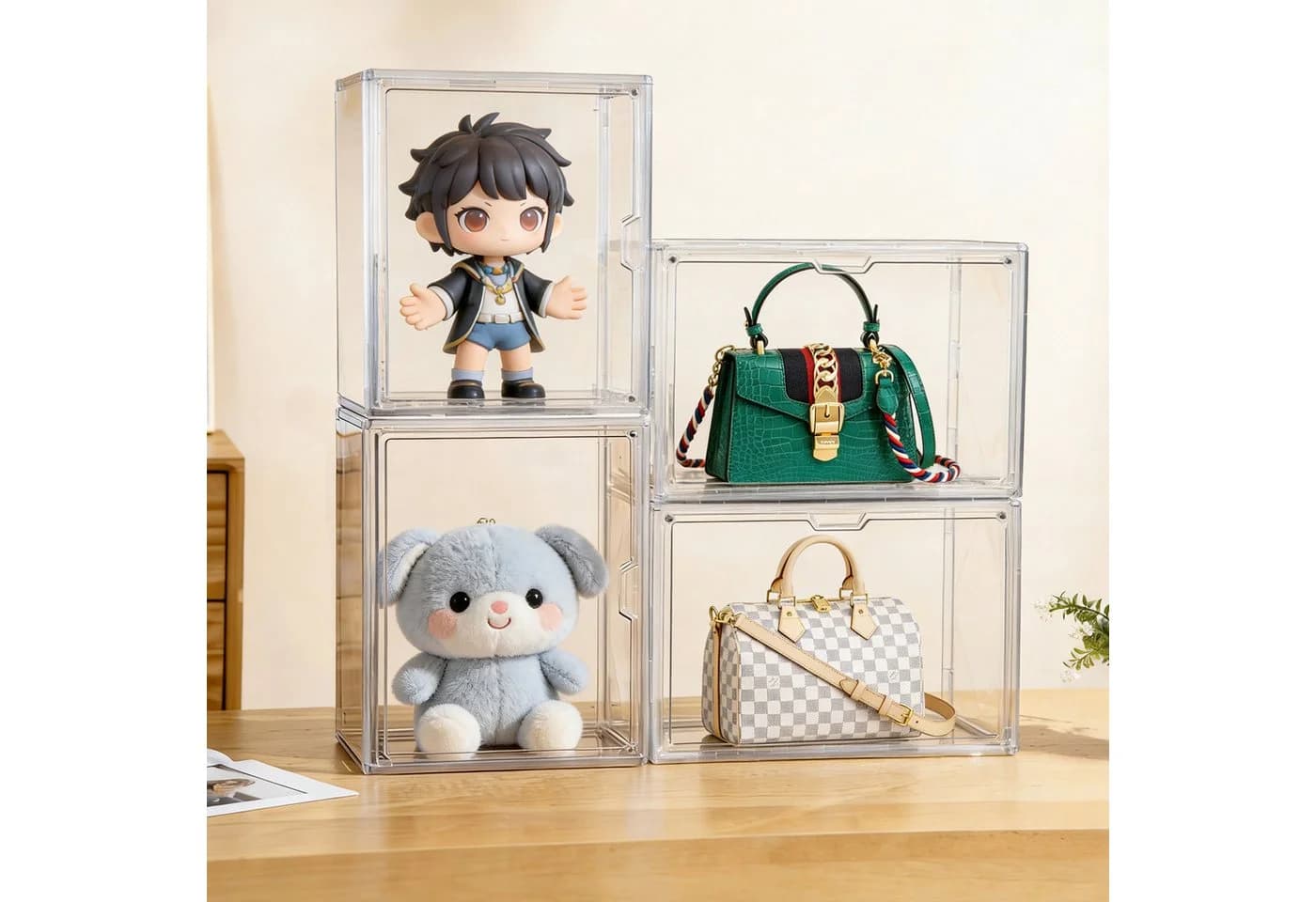 XERSEK Aufbewahrungsbox Acryl-Vitrine Magnettür Stapelbar - Bild 2