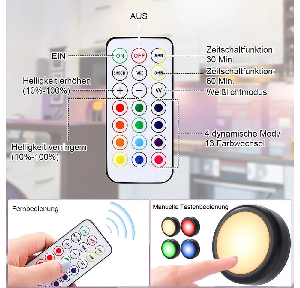Lapalife LED Unterbauleuchte RGB Dimmbar Mit Fernbedienung - Bild 5
