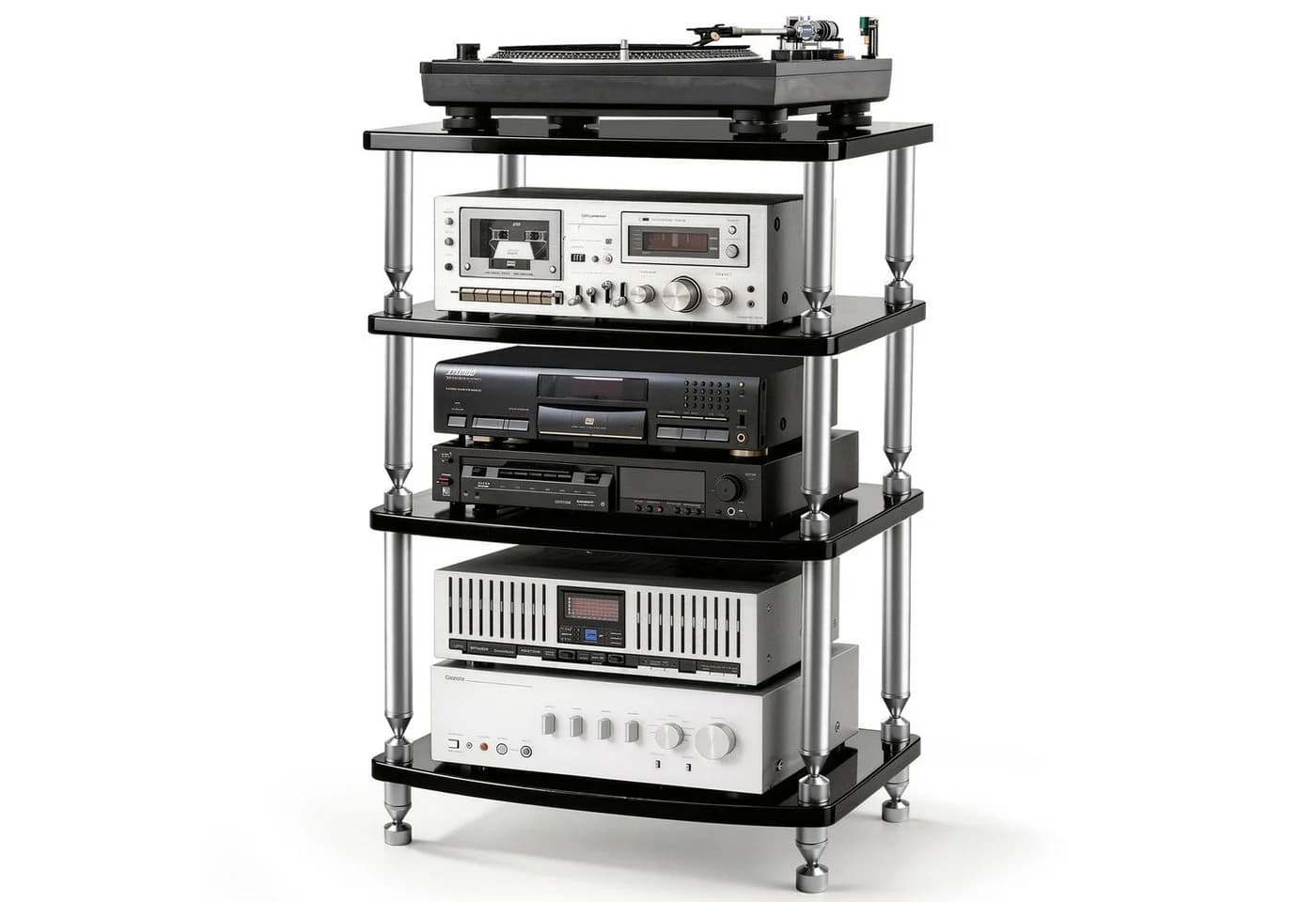 XERSEK HiFi Regal 4-stöckig Schwarz Klavierlack - Bild 2