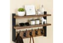 JOYOLEDER Wandgarderobe Holz mit 2 Ablagen & 5 Haken Retro Braun Bild 2