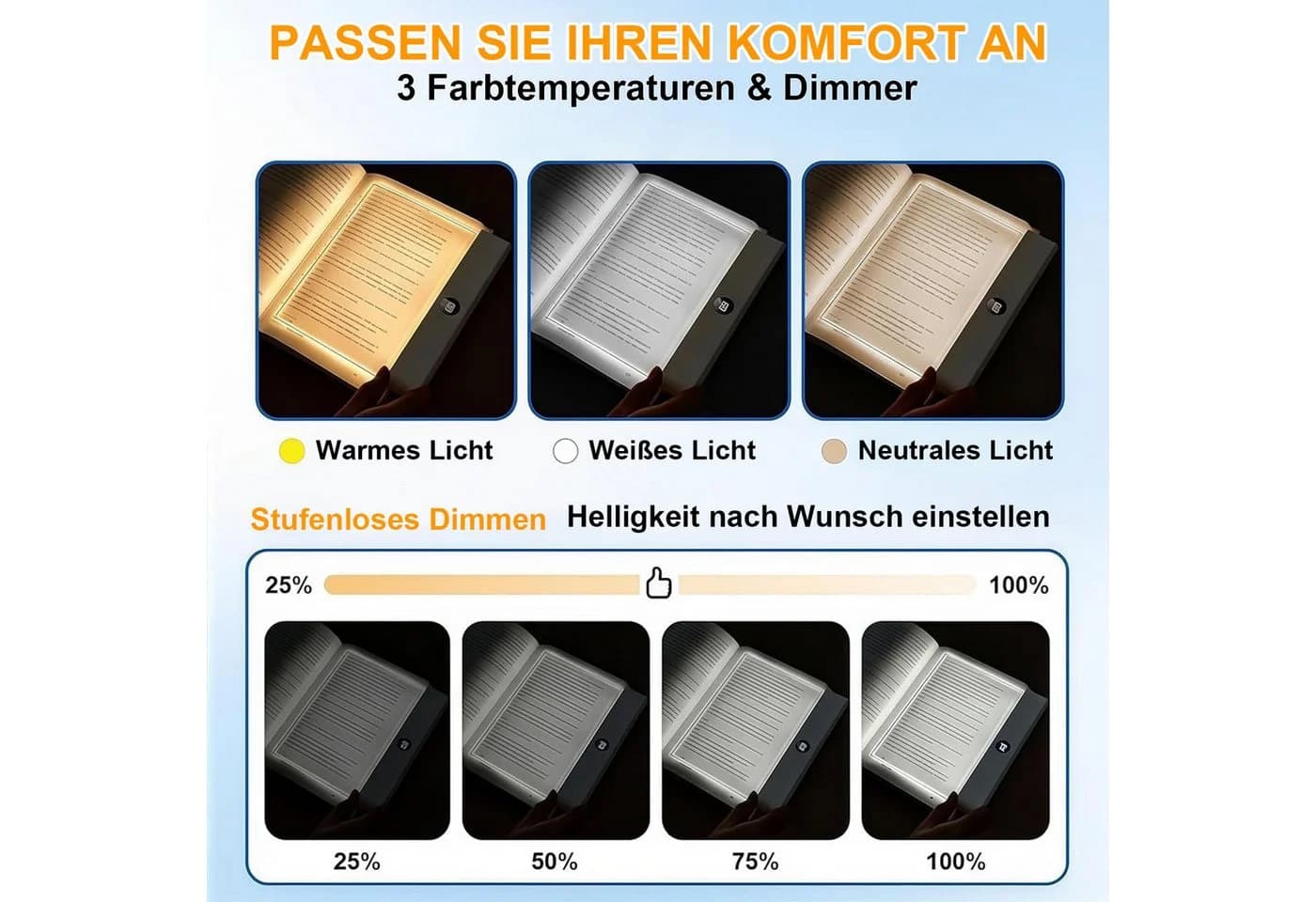 Lapalife LED Leselampe Dimmbar mit 3 Farben & Timer - Bild 3