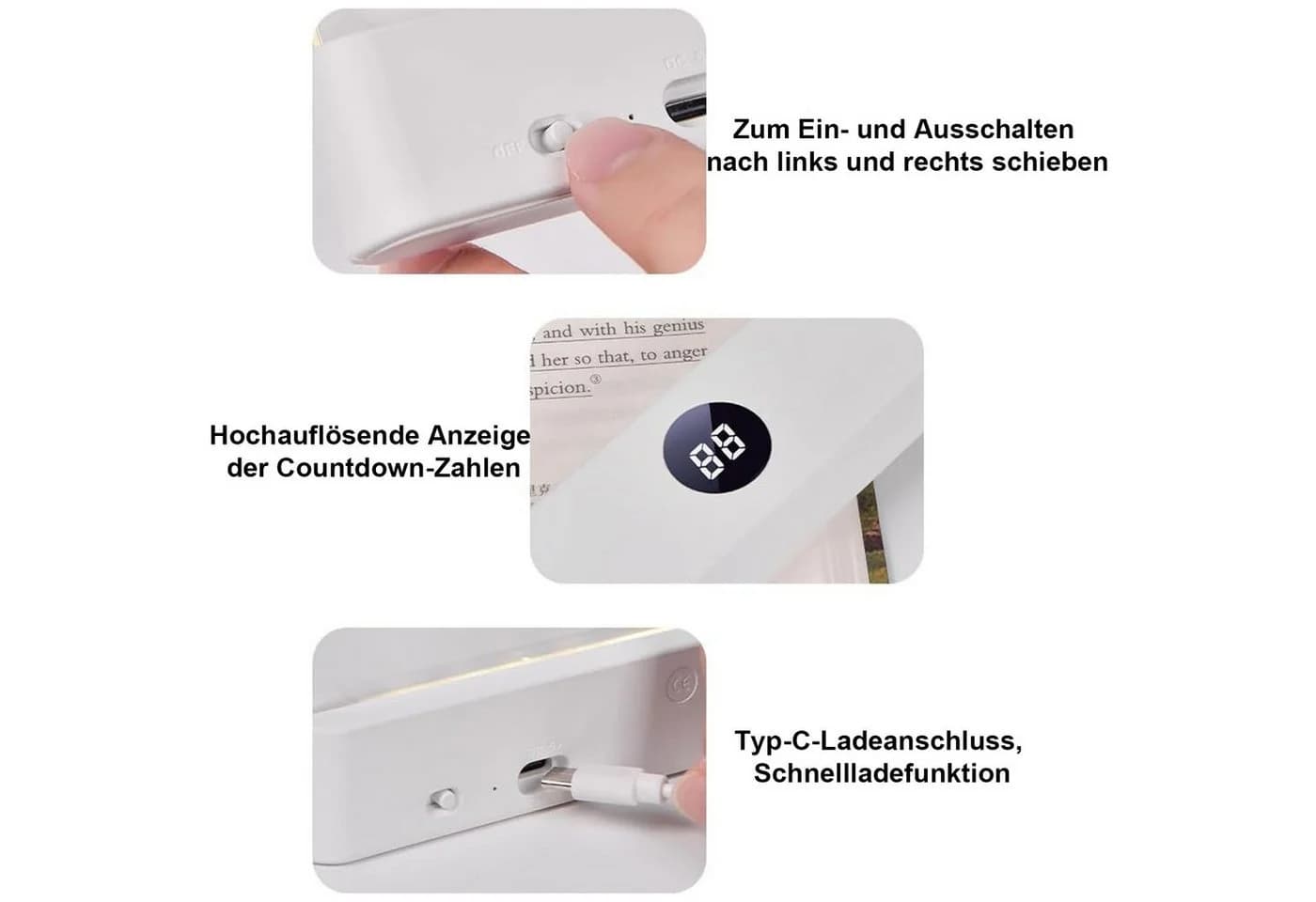 Lapalife LED Leselampe Dimmbar mit 3 Farben & Timer - Bild 4