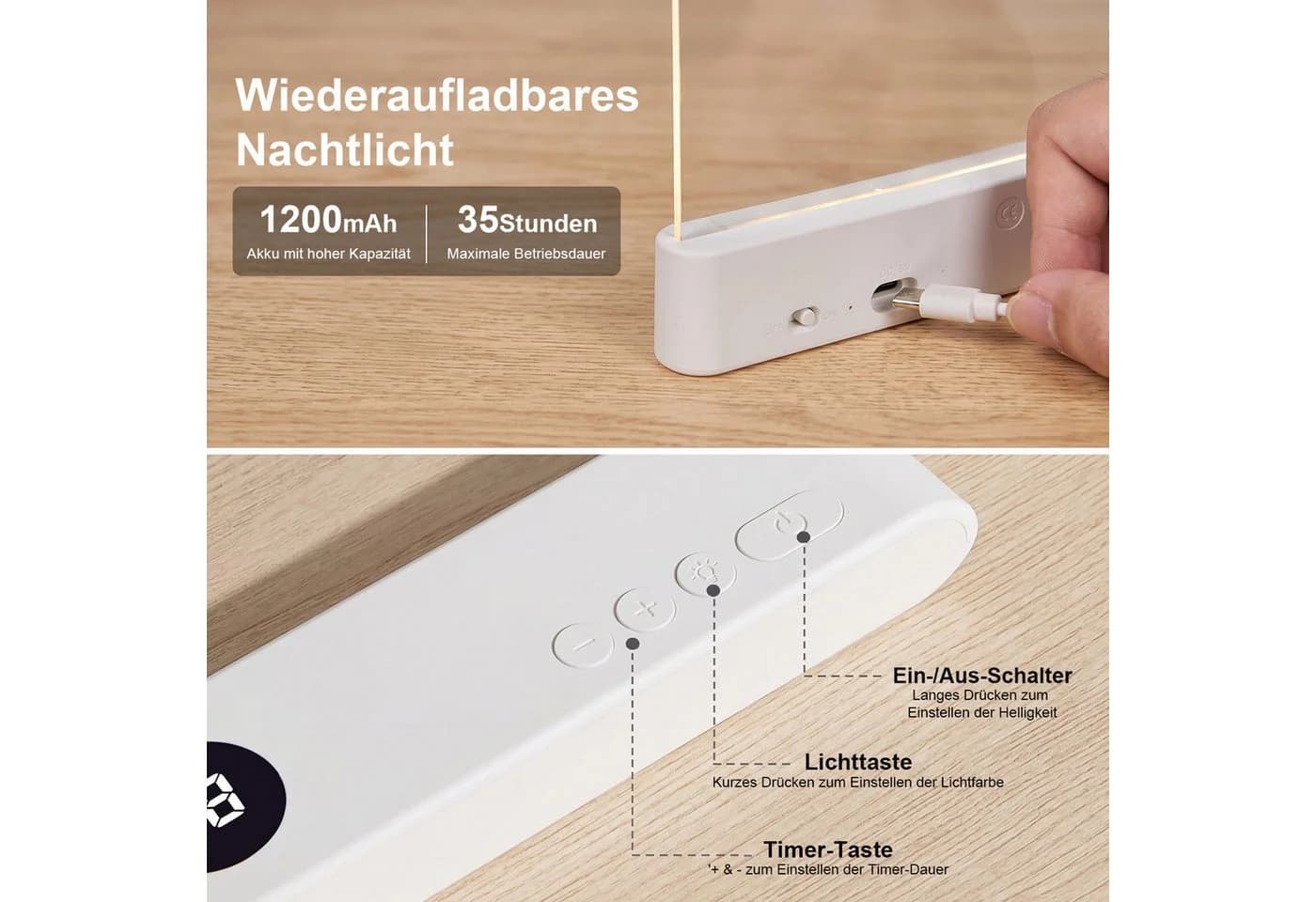 Lapalife LED Leselampe Dimmbar mit 3 Farben & Timer - Bild 5