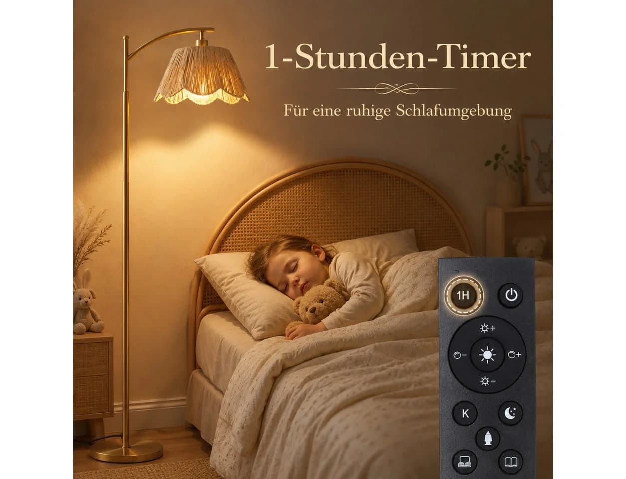 Sunicol Stehlampe Boho Dimmbar mit Fernbedienung Gold - Bild 3