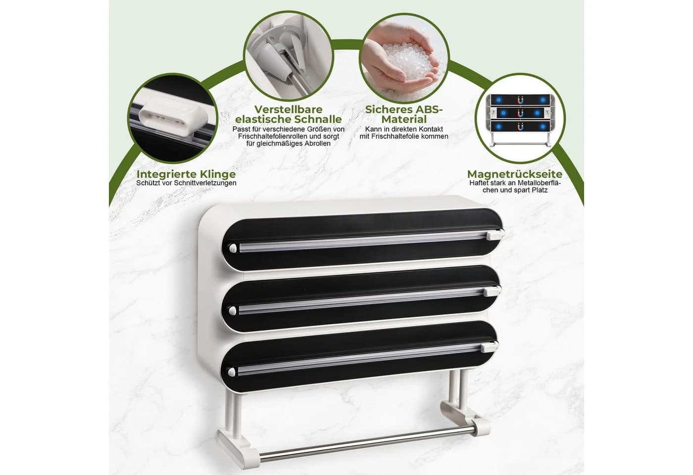 JOYOLEDER Küchenrollenhalter 4-in-1 Schwarz Magnetisch - Bild 3