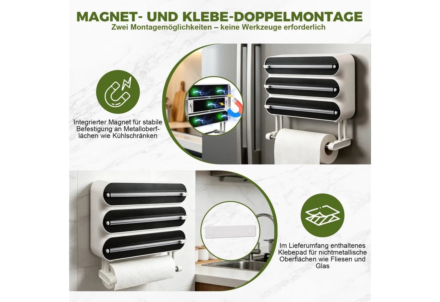 JOYOLEDER Küchenrollenhalter 4-in-1 Schwarz Magnetisch - Bild 5