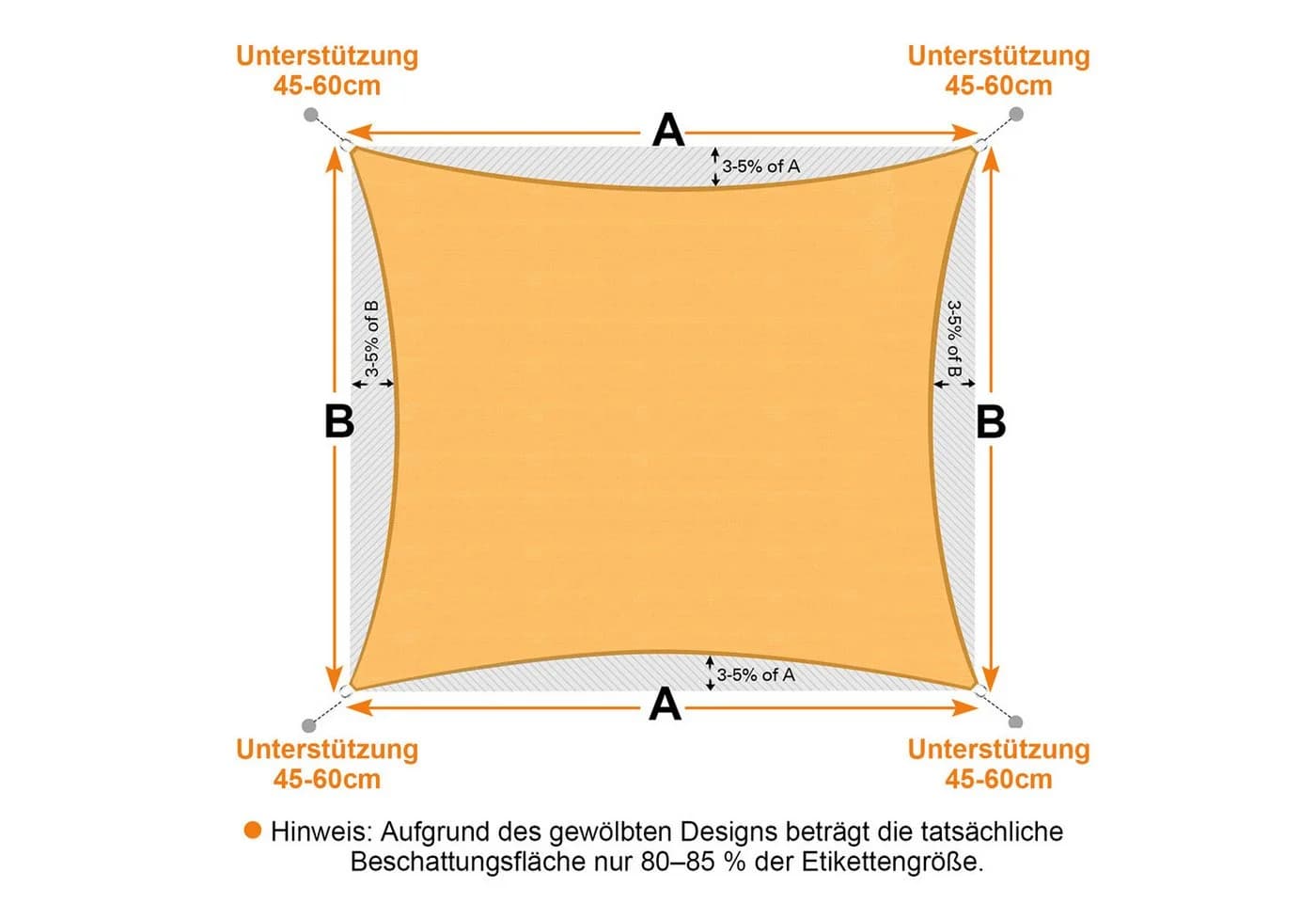 Sunicol Sonnensegel Gelb HDPE UV-Schutz Wasserdicht - Bild 5