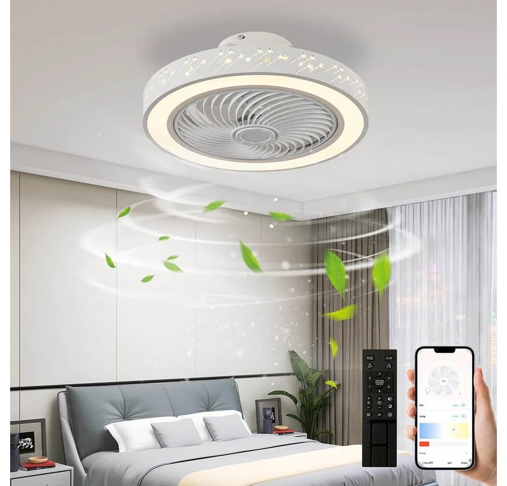 Rosnek Deckenventilator 46cm mit LED, Fernbedienung, 6 Windstufen - Bild 2