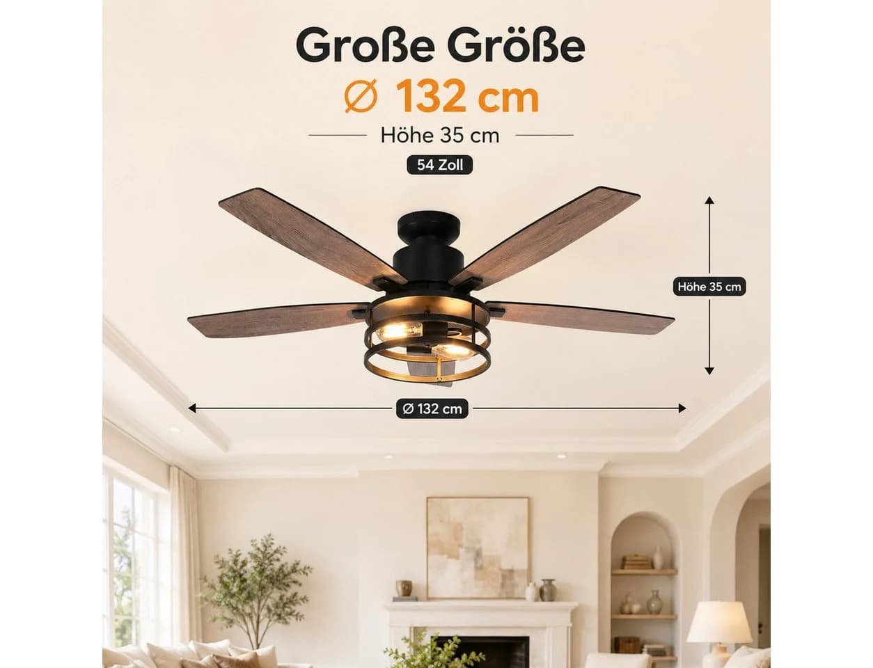 Lapalife Deckenventilator mit Beleuchtung Schwarz