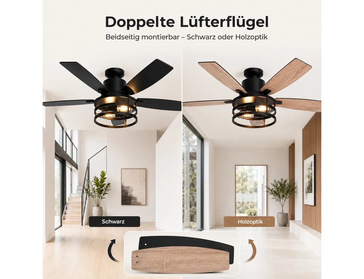 Lapalife Deckenventilator mit Beleuchtung Schwarz - Bild 3