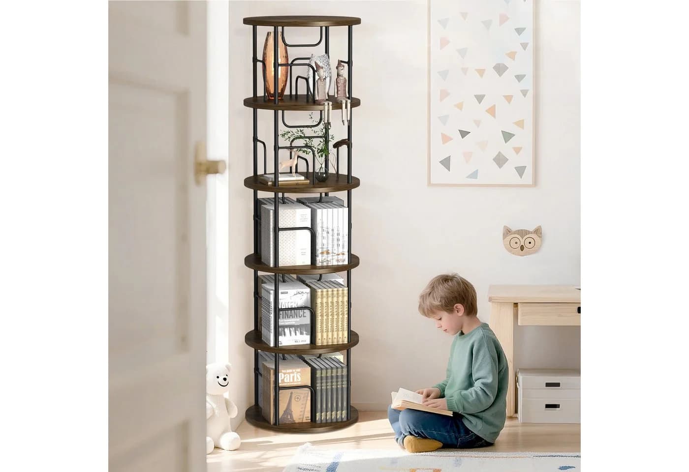 XERSEK Bücherregal 5 Ebenen 360° Drehbar Braun - Bild 2