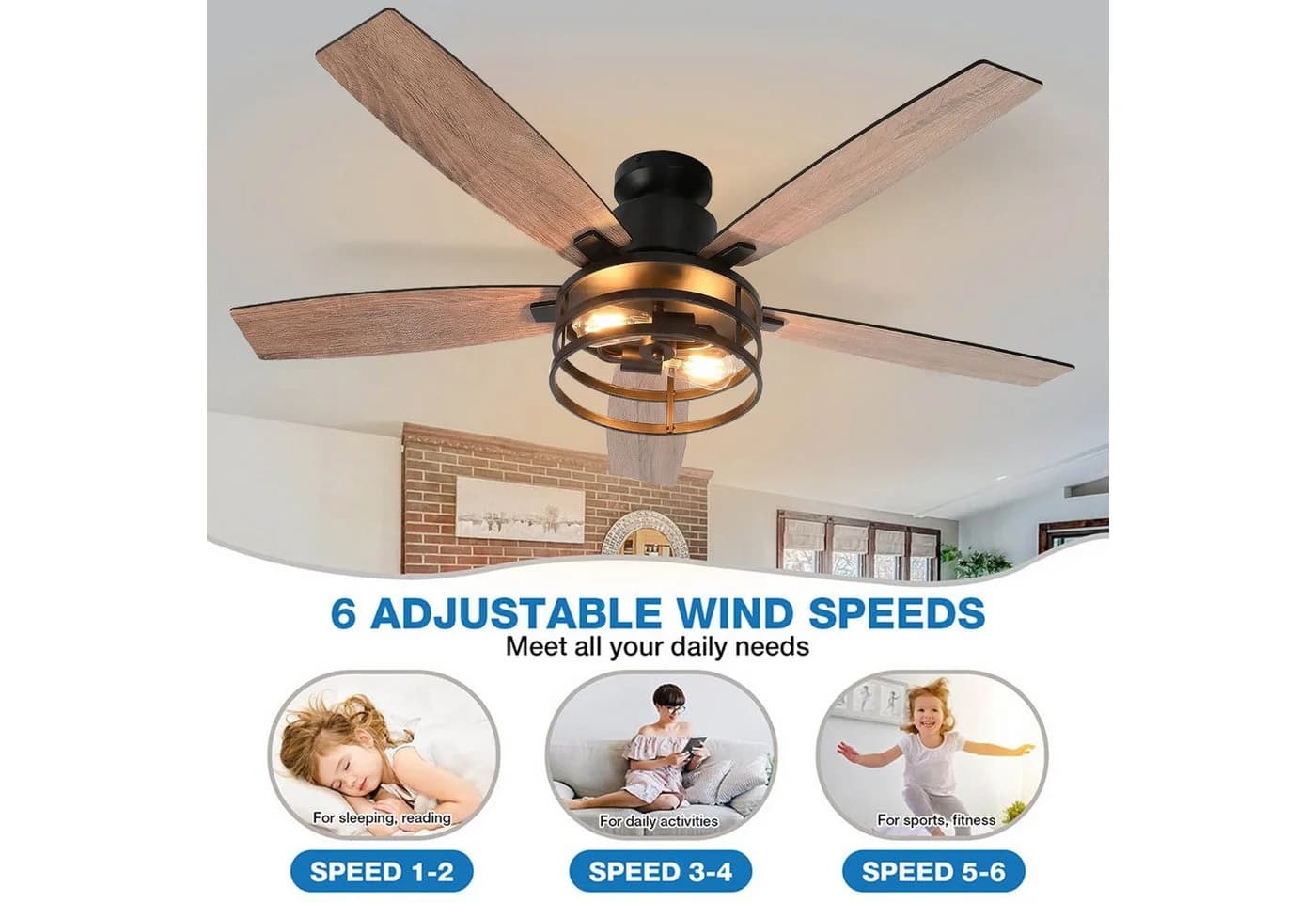 MUPOO Deckenventilator mit Beleuchtung Schwarz 112cm - Bild 3