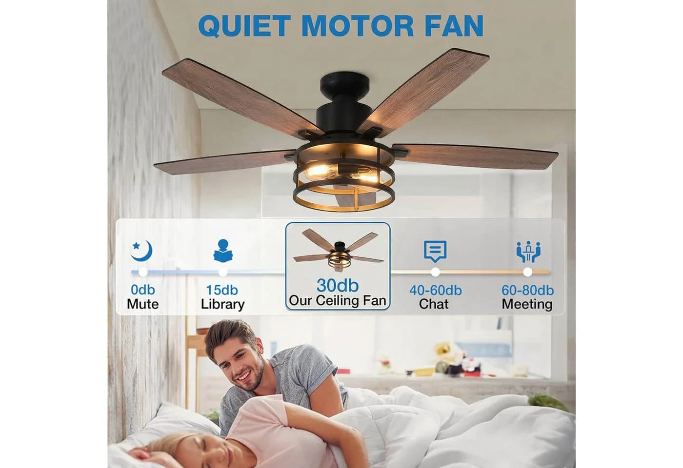 MUPOO Deckenventilator mit Beleuchtung Schwarz 112cm - Bild 4