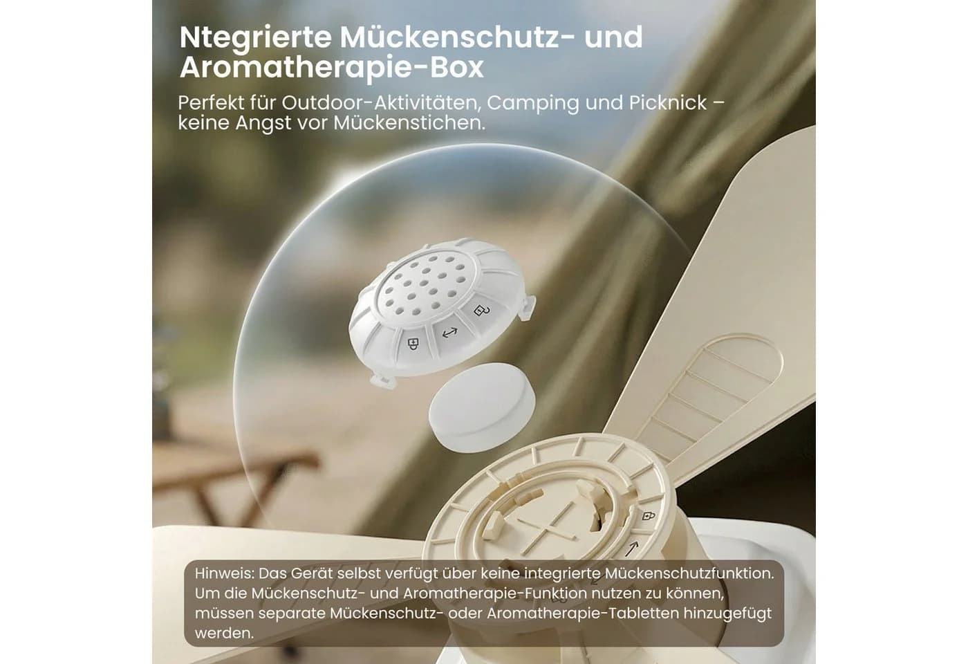 Rosnek Tragbarer Deckenventilator mit Beleuchtung und Fernbedienung - Bild 3