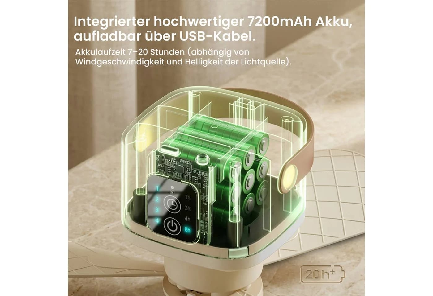 Rosnek Tragbarer Deckenventilator mit Beleuchtung und Fernbedienung - Bild 5