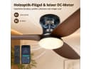 Rosnek Deckenventilator mit LED-Licht 100cm Schwarz Fernbedienung App Bild 1