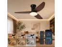 Rosnek Deckenventilator mit LED-Licht 100cm Schwarz Fernbedienung App Bild 2
