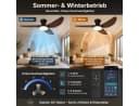 Rosnek Deckenventilator mit LED-Licht 100cm Schwarz Fernbedienung App Bild 3