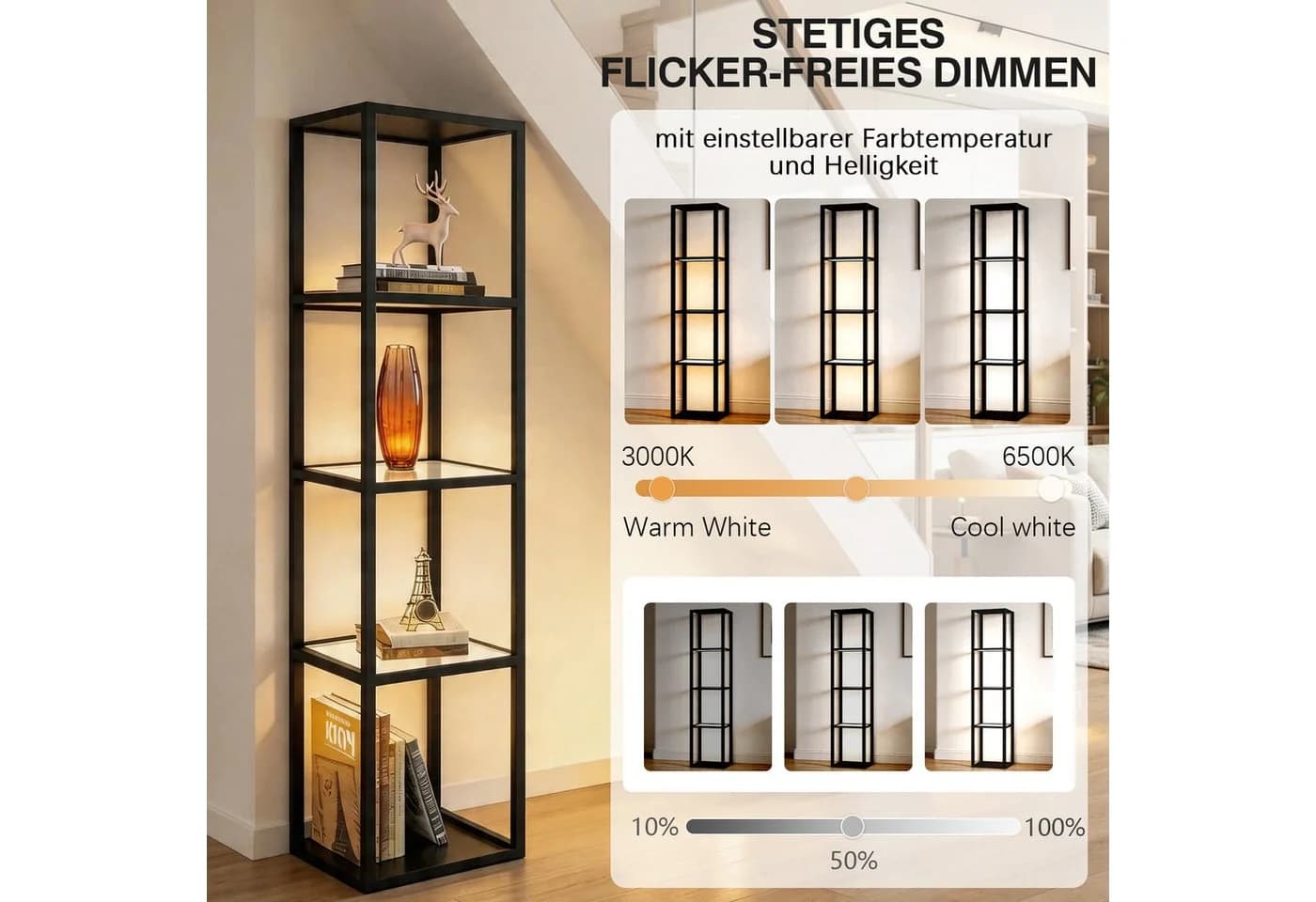 XIIW Standregal mit LED-Beleuchtung und Glasablagen - Bild 4