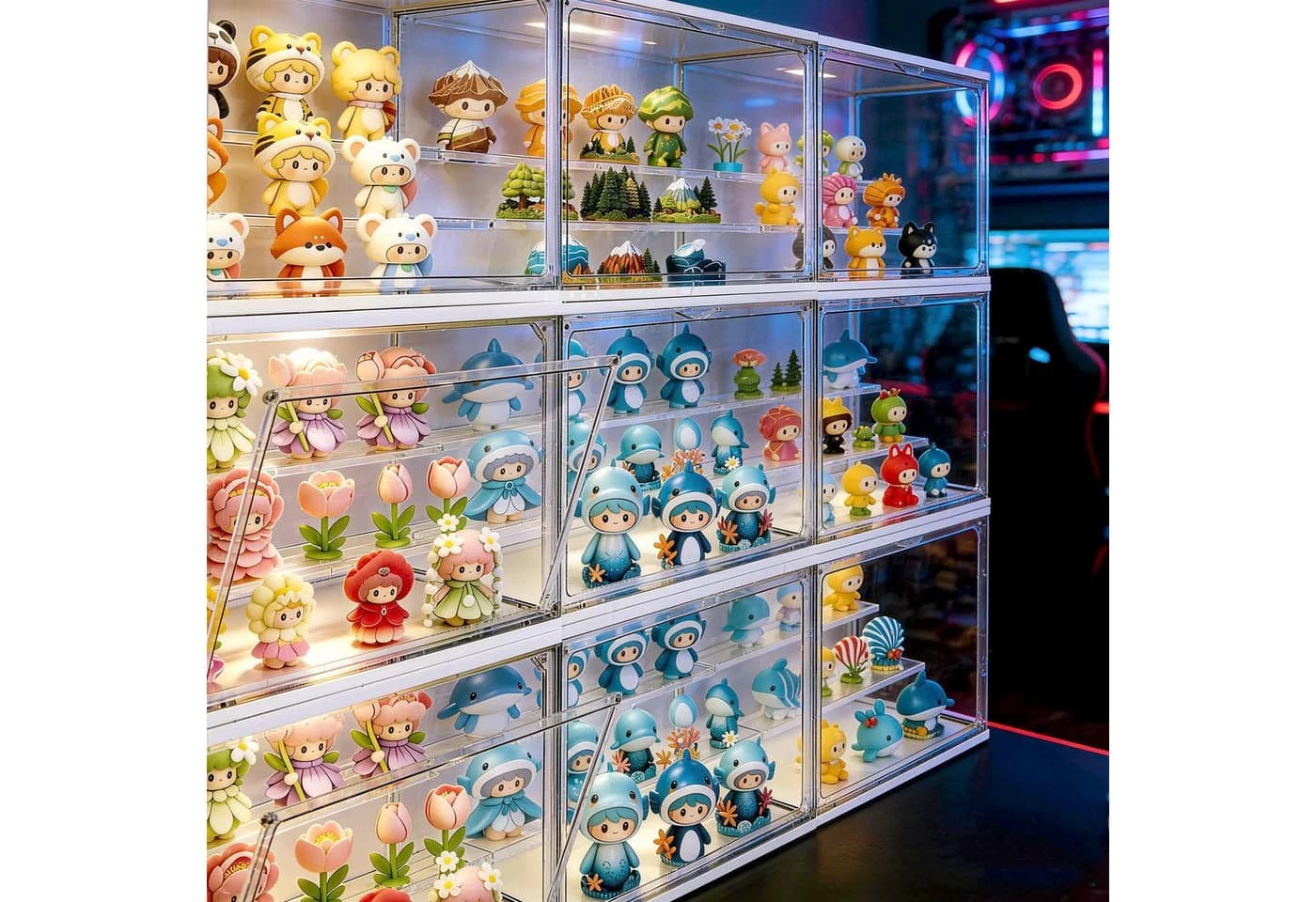 XERSEK Aufbewahrungsbox 3 Ebenen LED Vitrine Stapelbar - Bild 3