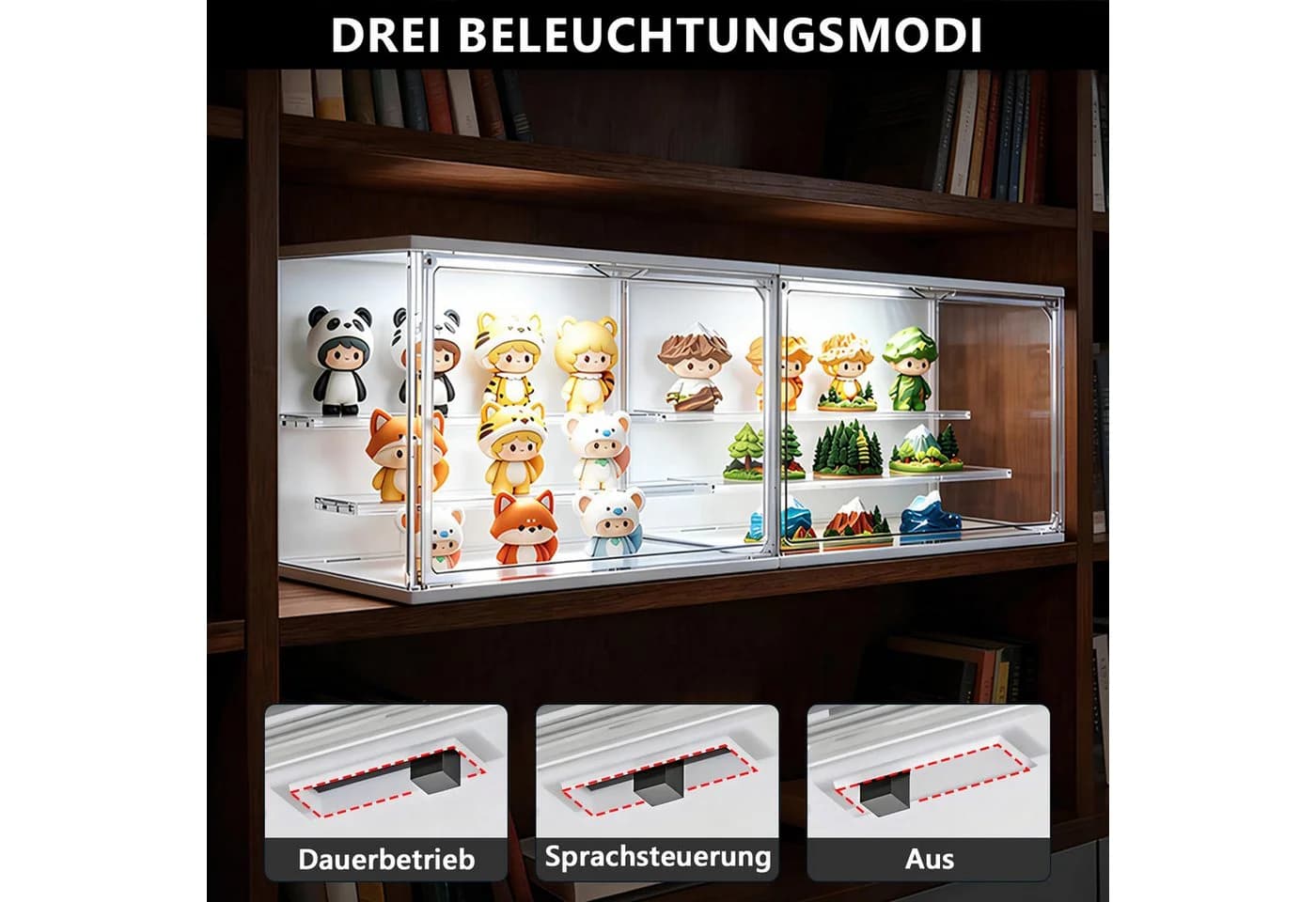 XERSEK Aufbewahrungsbox 3 Ebenen LED Vitrine Stapelbar - Bild 5