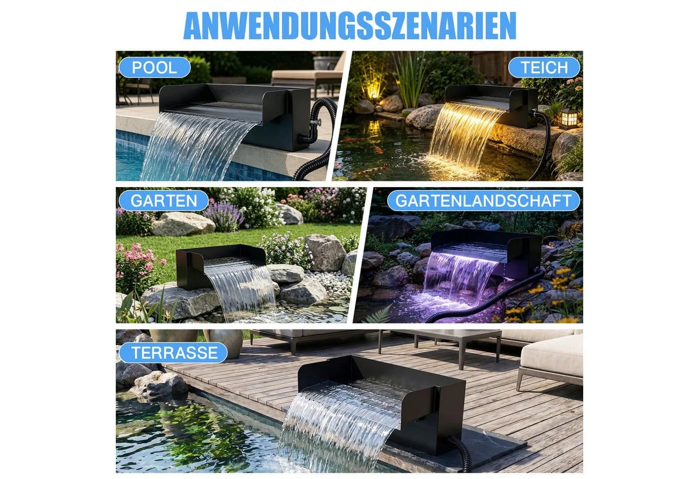 XERSEK Wasserfall Teichwasserfall mit UVC-Lampe & RGB-Beleuchtung - Bild 4