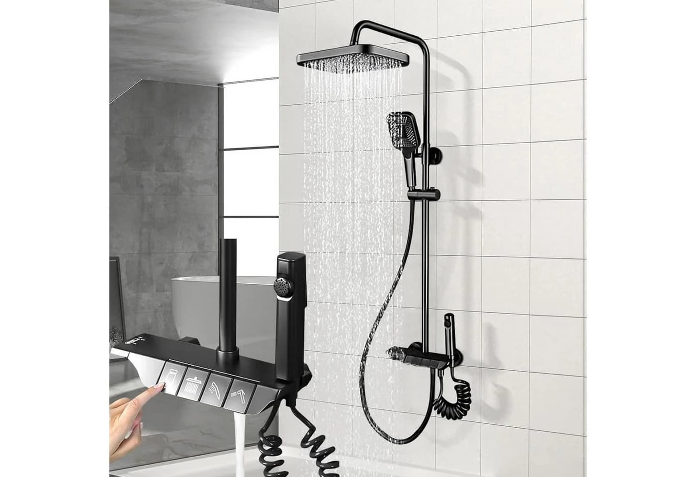XERSEK Duschsystem mit Regendusche und verstellbarer Stange - Bild 2