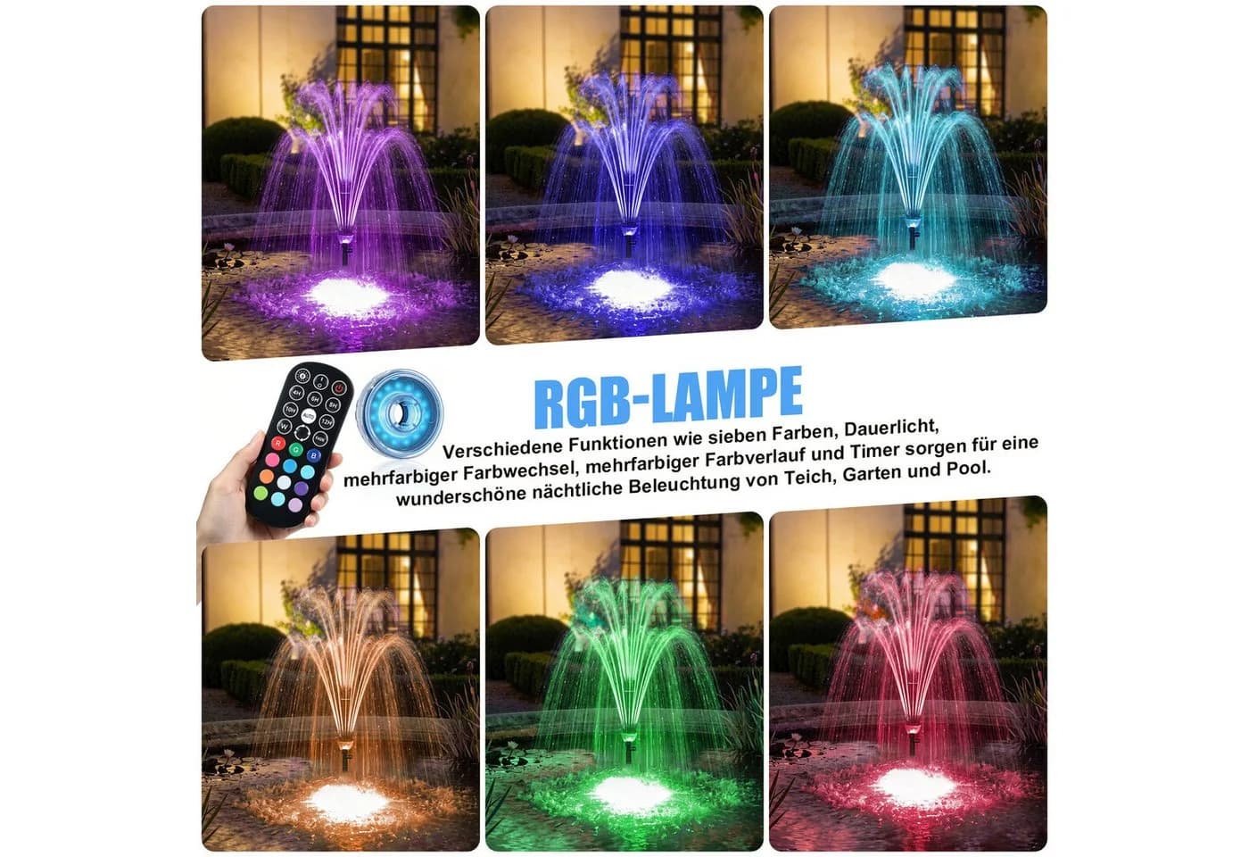 XERSEK Gartenbrunnen 45W mit UVC-Klärer & LED - Bild 3