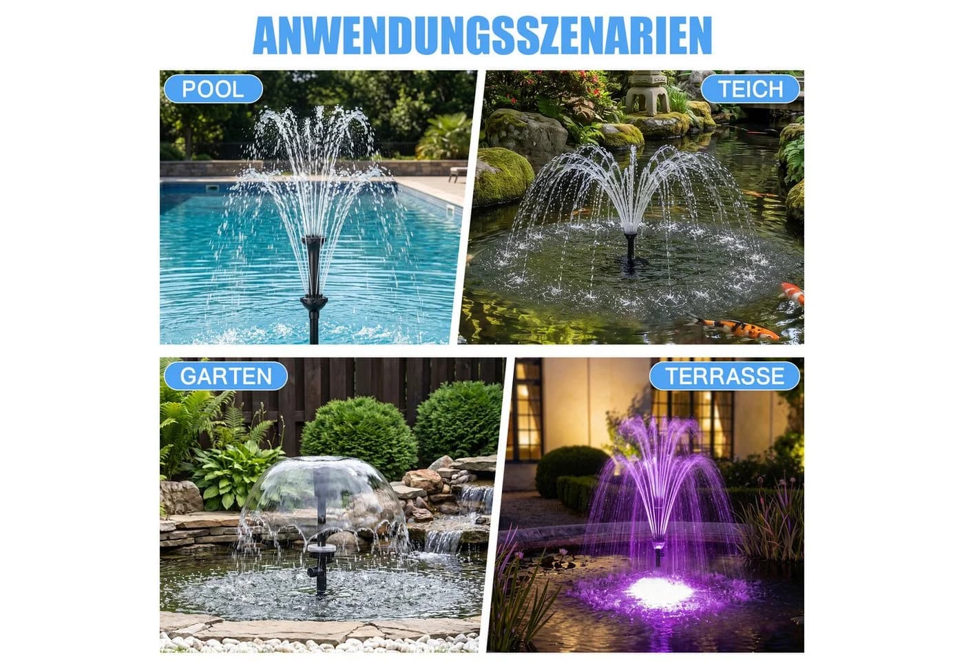 XERSEK Gartenbrunnen 45W mit UVC-Klärer & LED - Bild 5