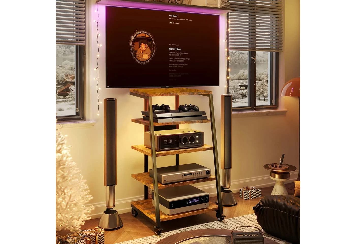XIIW Media-Board TV-Regal mit RGB-LEDs & Steckdosenleiste - Bild 5