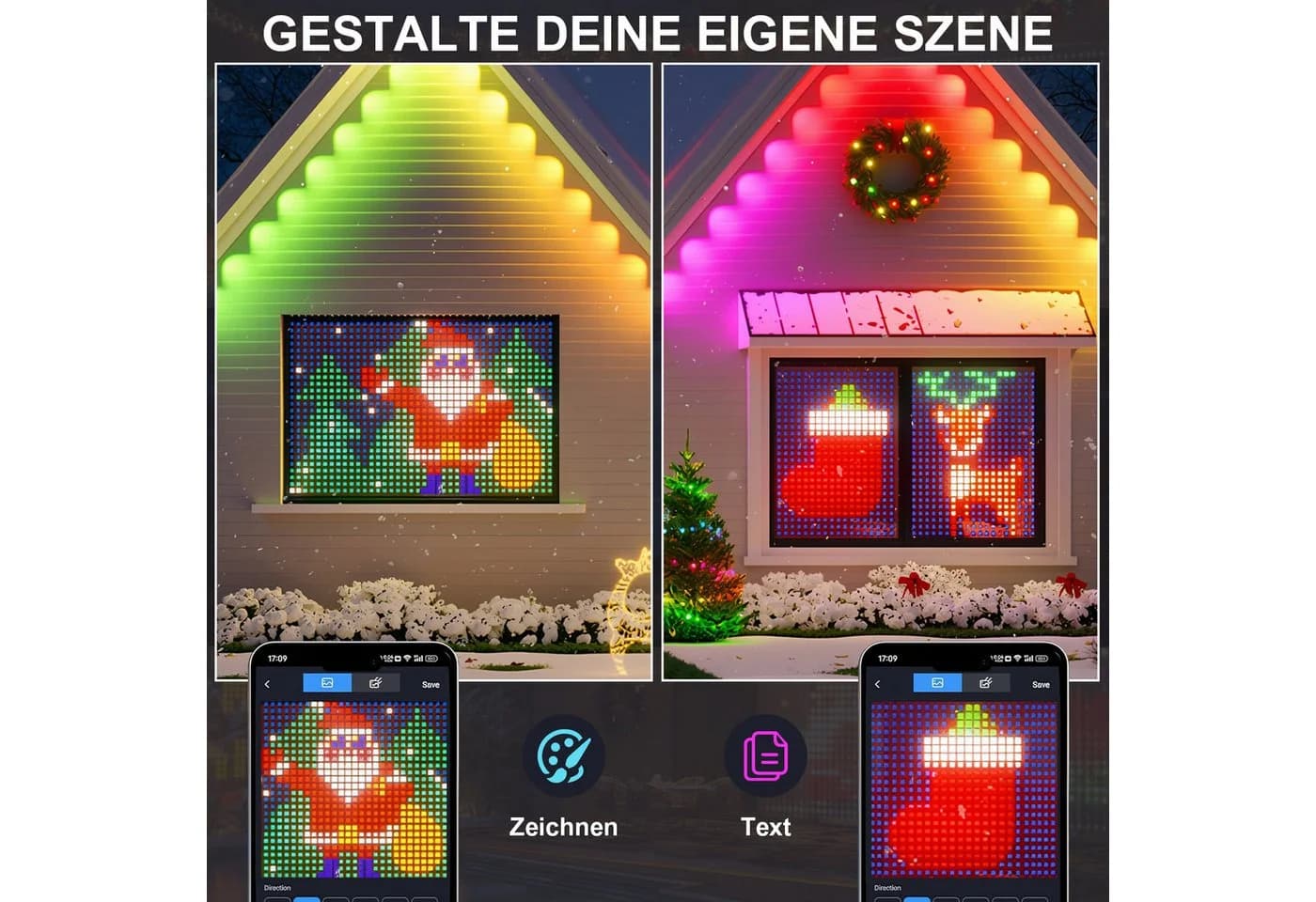 XIIW Lichtervorhang 400 LEDs RGB App Steuerung 100+ Modi - Bild 5