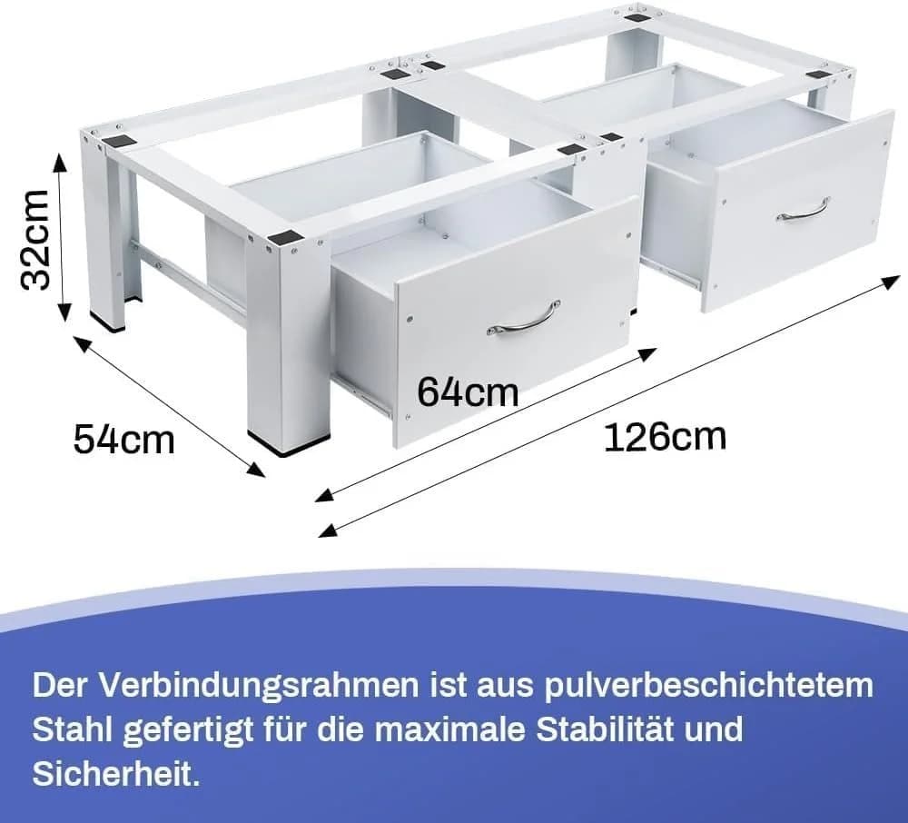 XIIW Waschmaschinenunterschrank Doppel Podest mit Schubladen Stahl