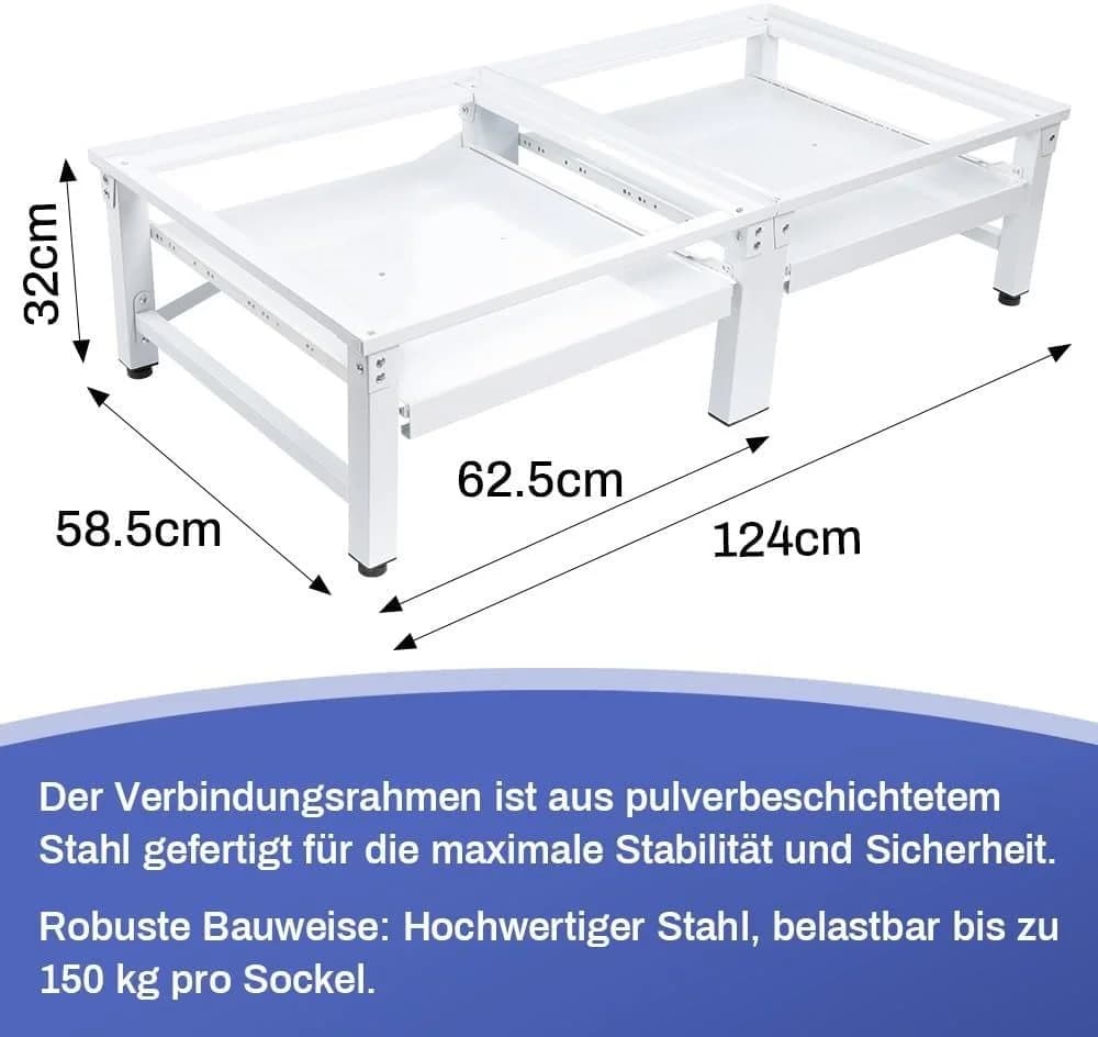 XIIW Waschmaschinenunterschrank Doppel Podest Stahl 32cm