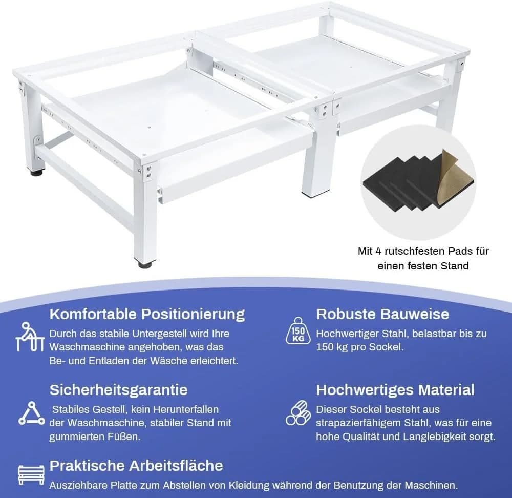 XIIW Waschmaschinenunterschrank Doppel Podest Stahl 32cm - Bild 3