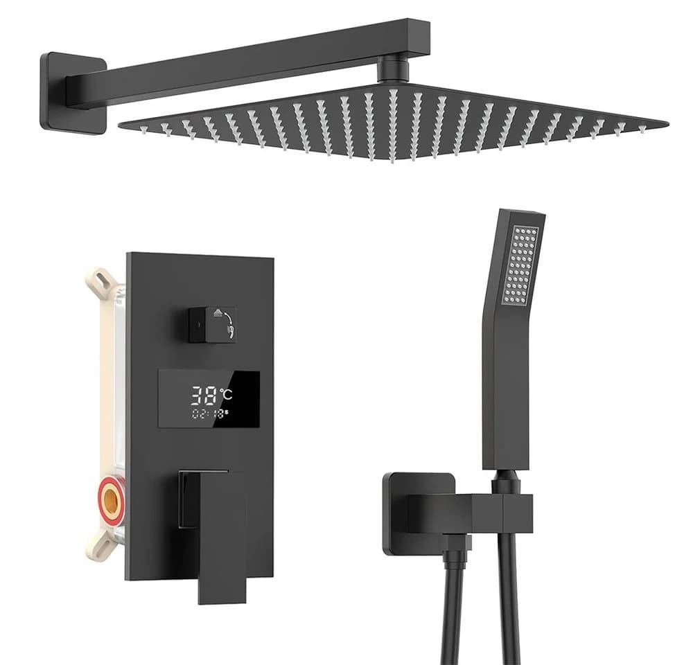 XIIW Duscharmatur Unterputz Duschsystem Schwarz mit LCD Display - Bild 2