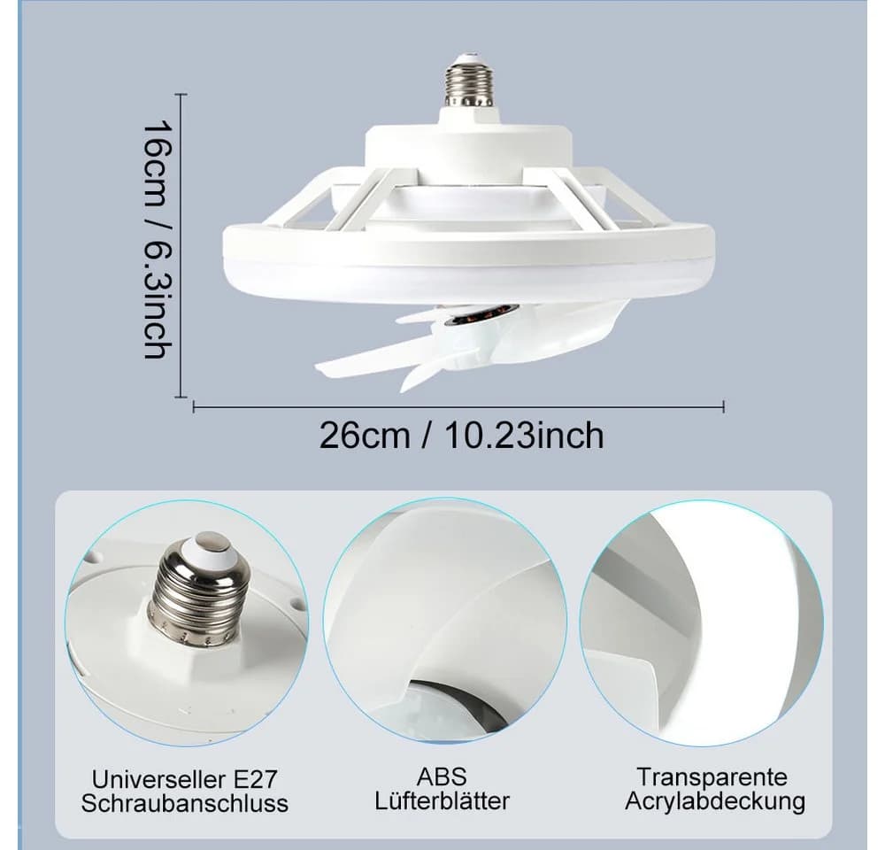 VIVIHEYDAY Deckenventilator mit LED & Fernbedienung, 360° Oszillation