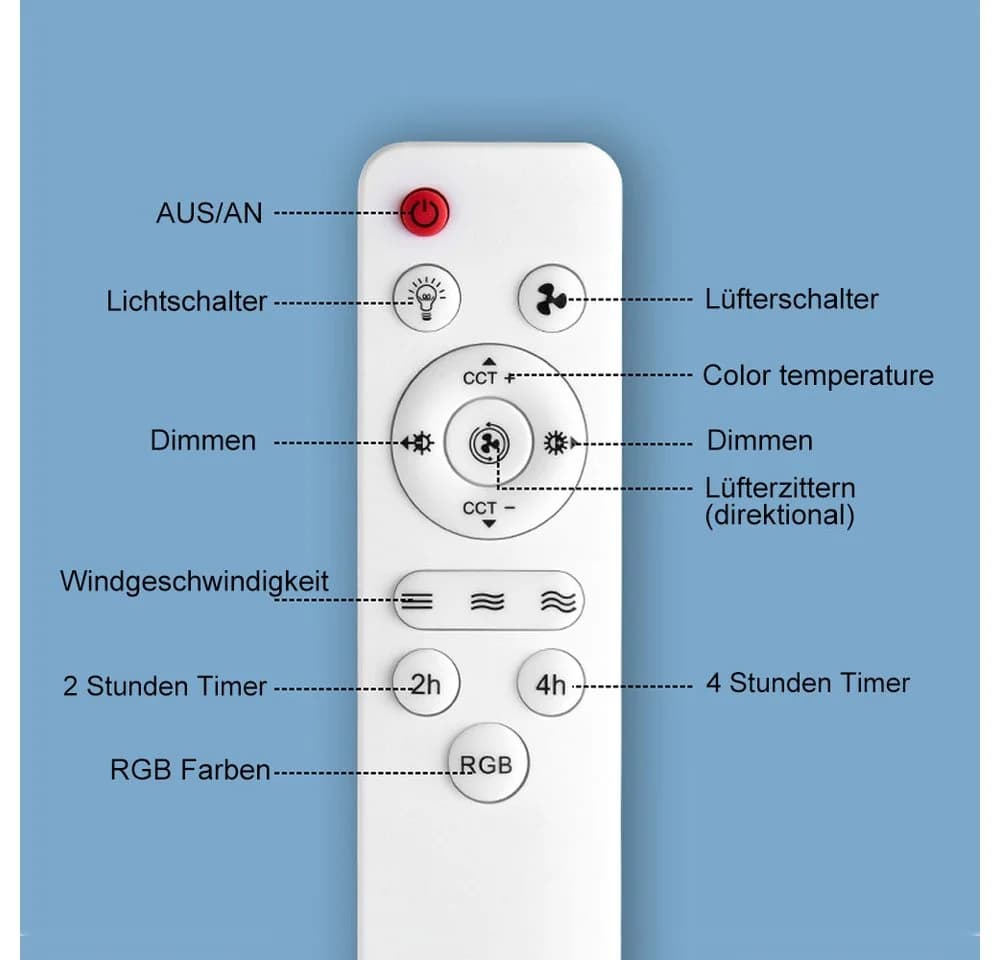 VIVIHEYDAY Deckenventilator mit LED & Fernbedienung, 360° Oszillation - Bild 5