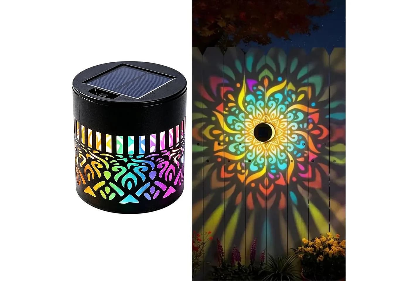 VIVIHEYDAY Solar-Mandala-Leuchte Metall Siebenfarbig IP65 - Bild 2