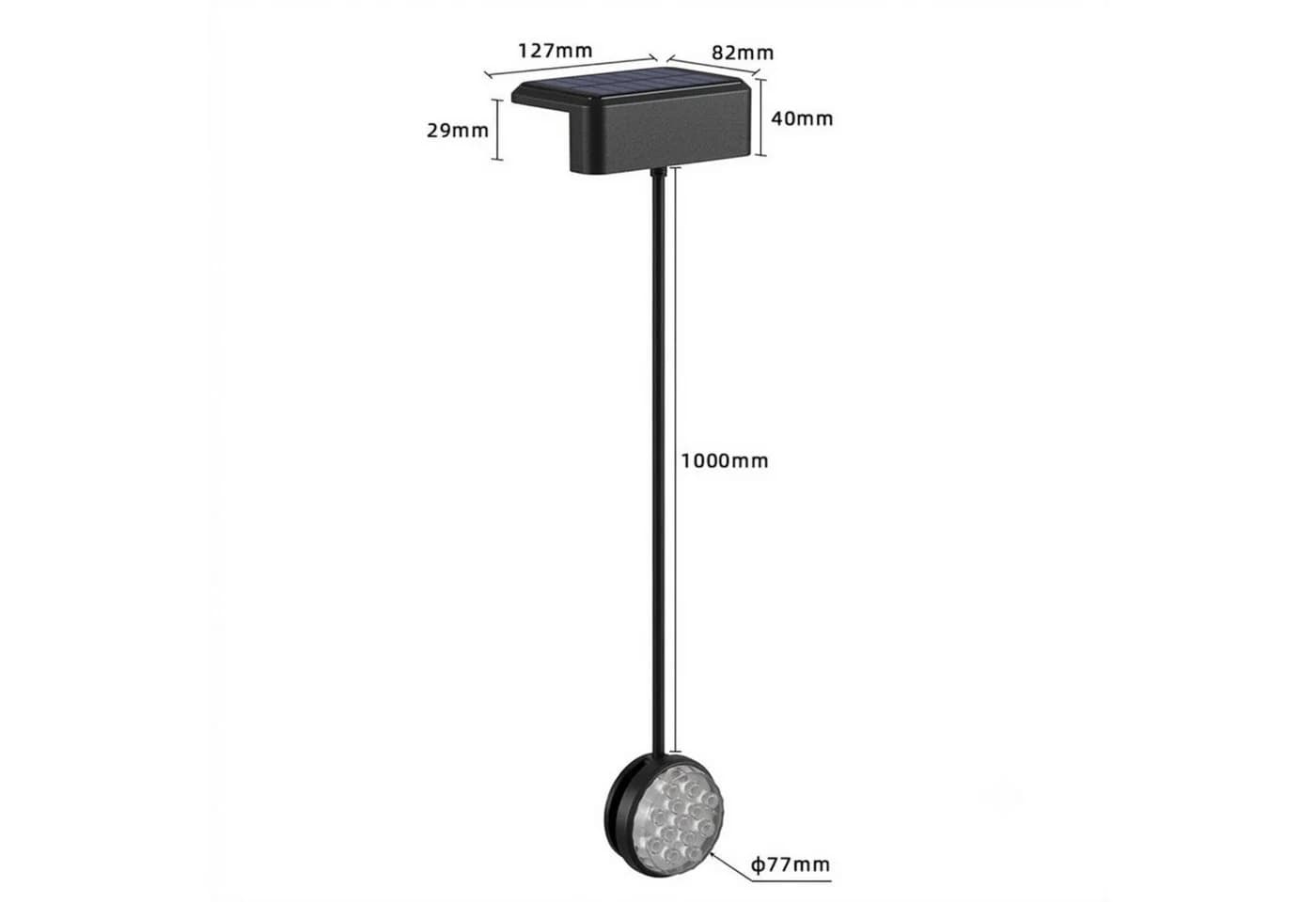 VIVIHEYDAY LED Solarleuchte Schwarz IP68 Wasserdicht